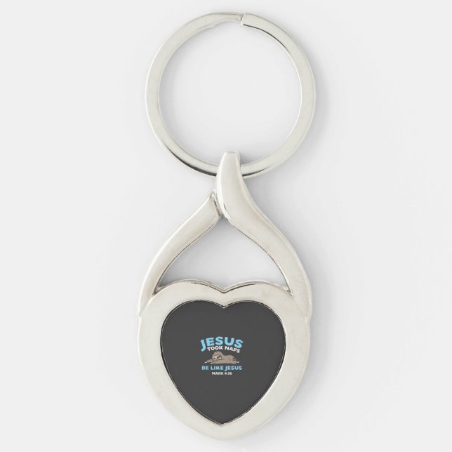 Jesus Took Naps Sloth Funny Bible Verse God Christ Keychain (Front)