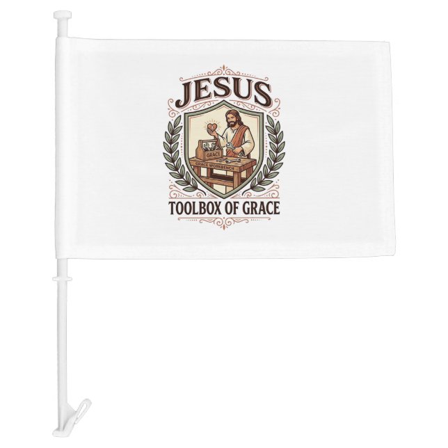 Jesus Toolbox Of Grace Jesus Toolbox Grace Christi Car Flag (Front)