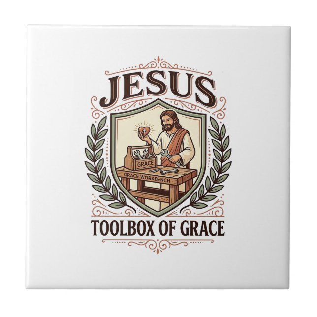 Jesus Toolbox Of Grace Jesus Toolbox Grace Christi Ceramic Tile (Front)