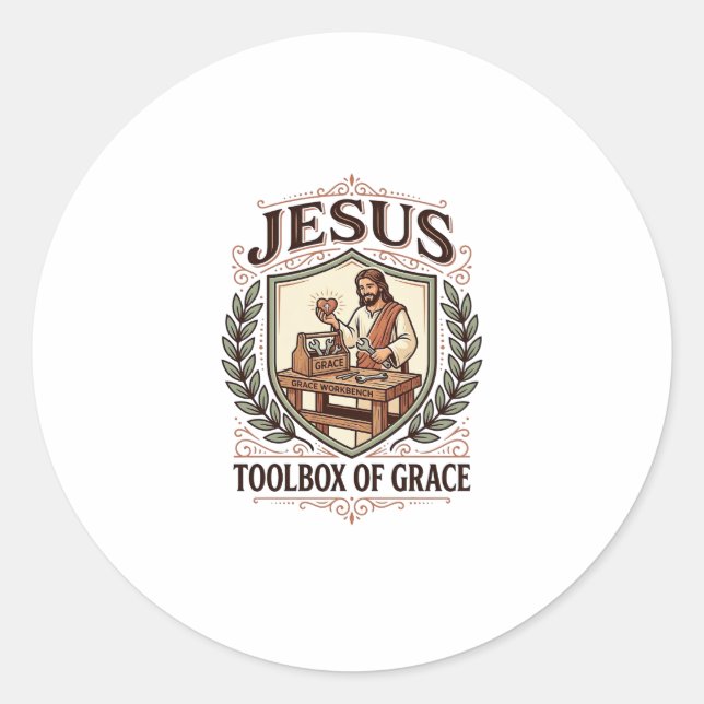 Jesus Toolbox Of Grace Jesus Toolbox Grace Christi Classic Round Sticker (Front)