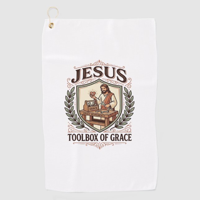 Jesus Toolbox Of Grace Jesus Toolbox Grace Christi Golf Towel (Front)