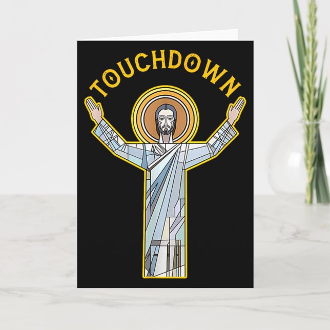 Jesus Touchdown Fun Christian Faith Saying Meme Ch Card (Front)