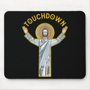Jesus Touchdown Fun Christian Faith Saying Meme Ch Mouse Pad