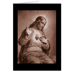 Jesus Touching His Heart Cards