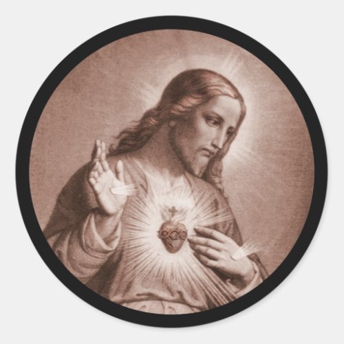 Jesus Touching His Heart Classic Round Sticker