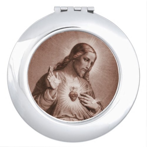 Jesus Touching His Heart Mirror For Makeup