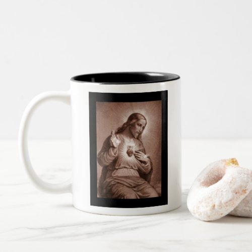 Jesus Touching His Heart Two_Tone Coffee Mug