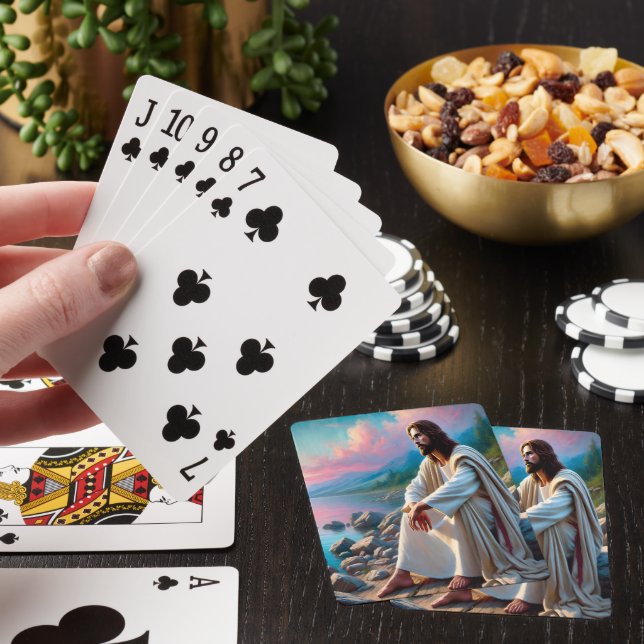Jesus Tranquil Savior in Divine Reflection Poker Cards (In Situ)
