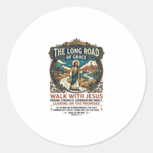 Jesus Trucker Long Haul T-Shirt Inspirational Fait Classic Round Sticker