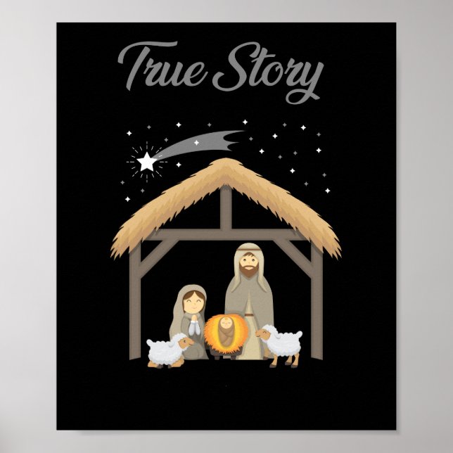 Jesus True Story Christmas Day Xmas Birth of Poster (Front)