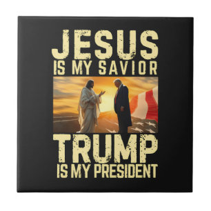 Jesus Trump - Jesus Is My Lord Savior Ceramic Tile