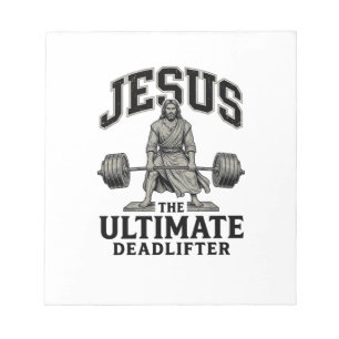 Jesus Ultimate Deadlifter Vintage Gym Shirt Design Notepad