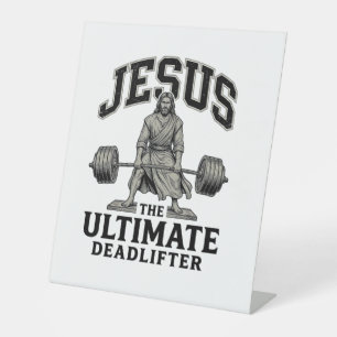 Jesus Ultimate Deadlifter Vintage Gym Shirt Design Pedestal Sign