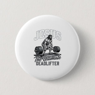 Jesus Ultimate Deadlifter Vintage Vector Shirt Des Button