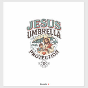 Jesus Umbrella Protection Jesus Umbrella Protectio Sticker