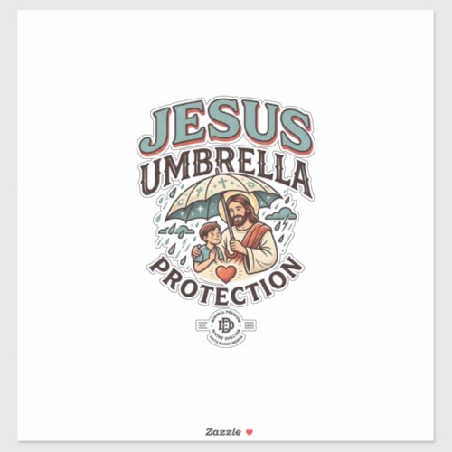 Jesus Umbrella Protection Jesus Umbrella Protectio Sticker