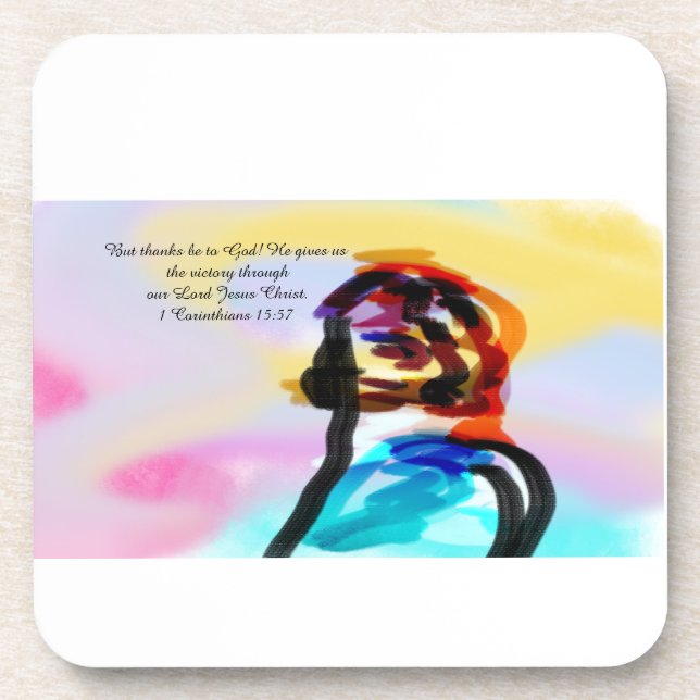 jesus victory beverage coaster (Front)