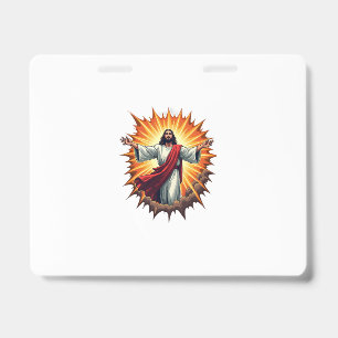 Jesus Victory Burst Vintage Engraving Shirt Badge