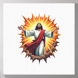 Jesus Victory Burst Vintage Engraving Shirt Canvas Photo Tile