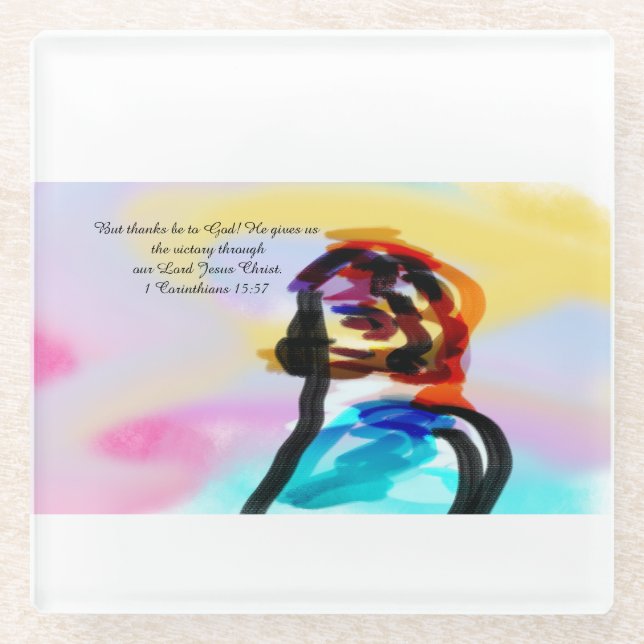 jesus victory glass coaster (Front)