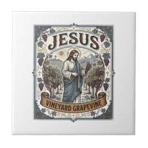 Jesus Vineyard Grapevine Jesus Vineyard Grapevine  Ceramic Tile