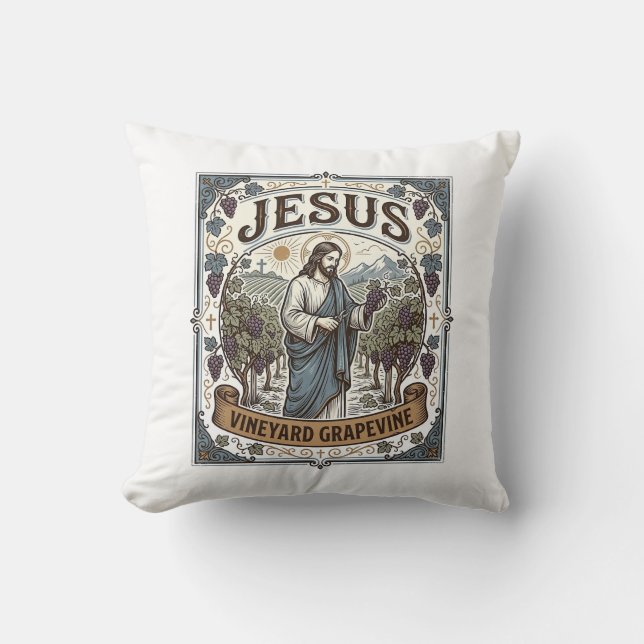 Jesus Vineyard Grapevine Jesus Vineyard Grapevine  Throw Pillow (Front)