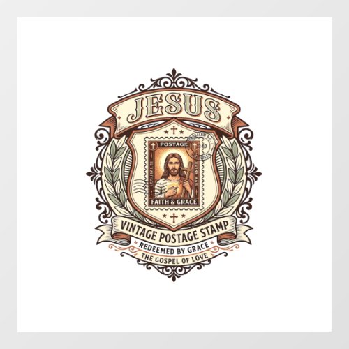Jesus Vintage Postage Stamp Jesus Vintage Postage  Window Cling