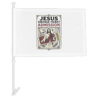 Jesus Vintage Ticket Admission Jesus Vintage Ticke Car Flag