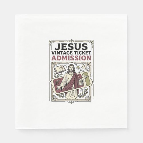Jesus Vintage Ticket Admission Jesus Vintage Ticke Napkins