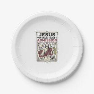 Jesus Vintage Ticket Admission Jesus Vintage Ticke Paper Plates