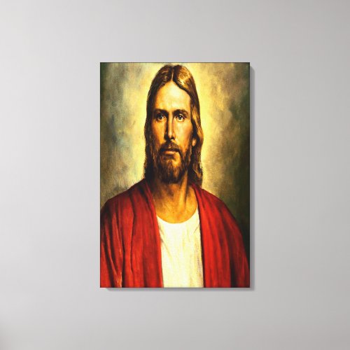 Jesus Vintage white and red outfit with black side Canvas Print