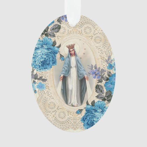 Jesus Virgin Mary Religious Vintage Floral Lace Ornament