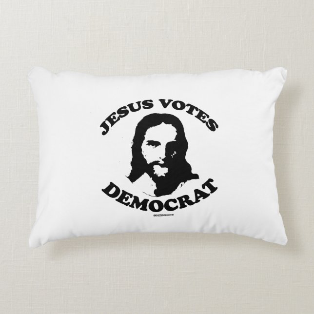 Jesus votes democrat accent pillow (Front)