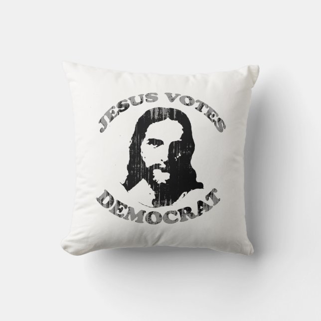 Jesus votes democrat Faded.png Throw Pillow (Front)