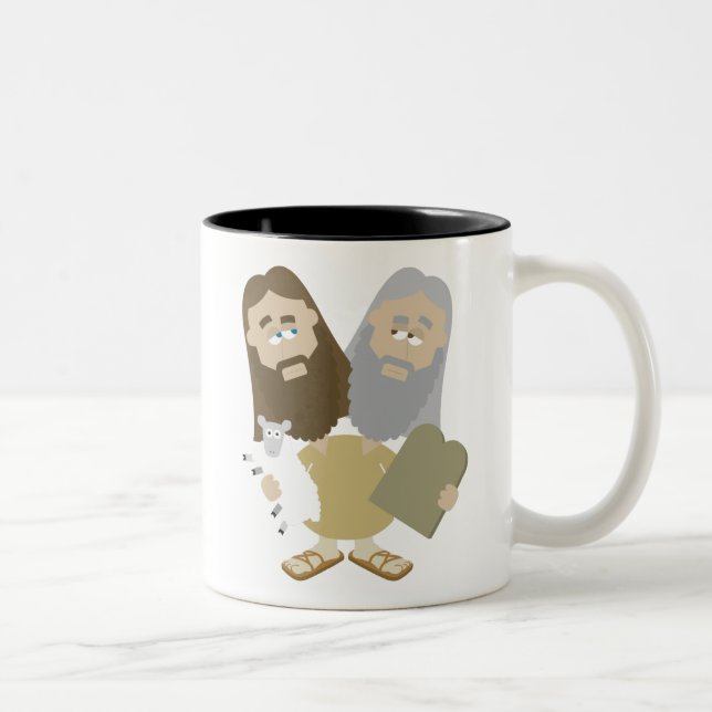 Jesus vs Moses Two-Tone Coffee Mug (Right)