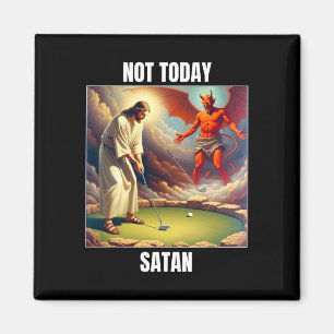 Jesus Vs Satan Playing Golf - Not Today Satan Magnet