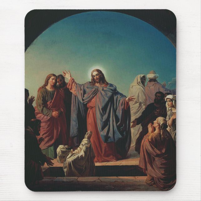 Jesus Wakes Lazarus by Robert Wilhelm Ekman  Mouse Pad (Front)