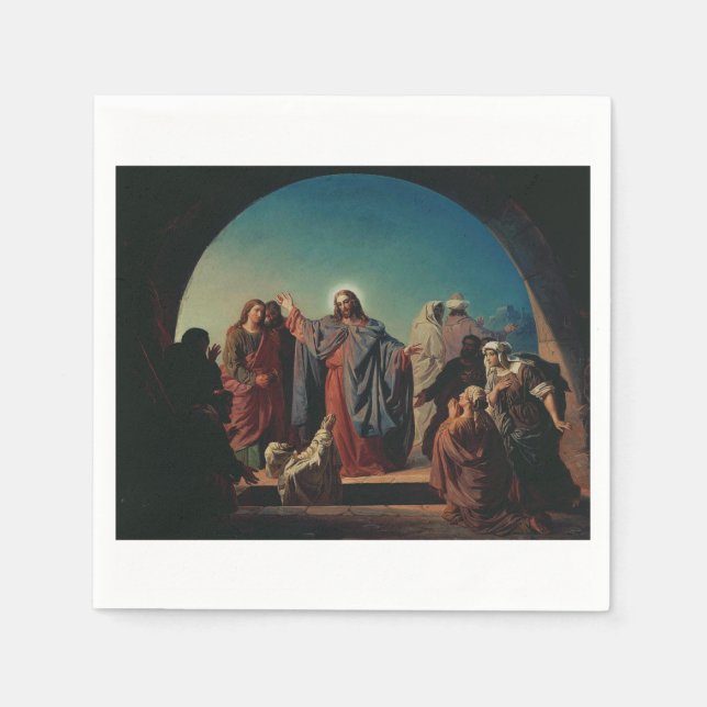 Jesus Wakes Lazarus by Robert Wilhelm Ekman  Napkins (Front)