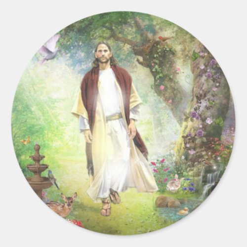 Jesus Walking In The Garden Of Gethsemane Classic Round Sticker