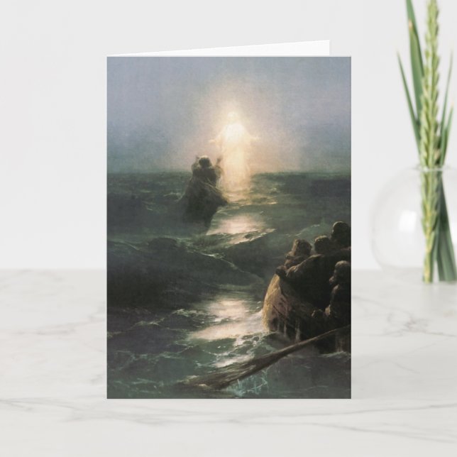 Jesus Walking on Stormy Seas Card (Front)