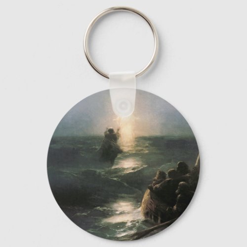 Jesus Walking on Stormy Seas Keychain