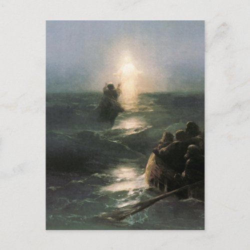 Jesus Walking on Stormy Seas Postcard