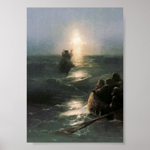 Jesus Walking on Stormy Seas Poster