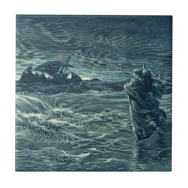Jesus Walking on the Sea | Bible Ceramic Tile (Front)
