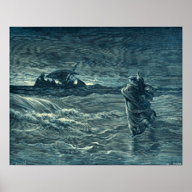 Jesus Walking on the Sea | Bible Poster (Front)