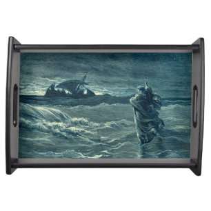Jesus Walking on the Sea Bible Serving Tray
