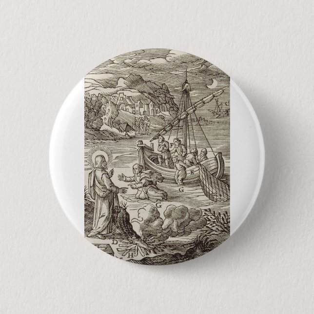 Jesus walking on water button (Front)