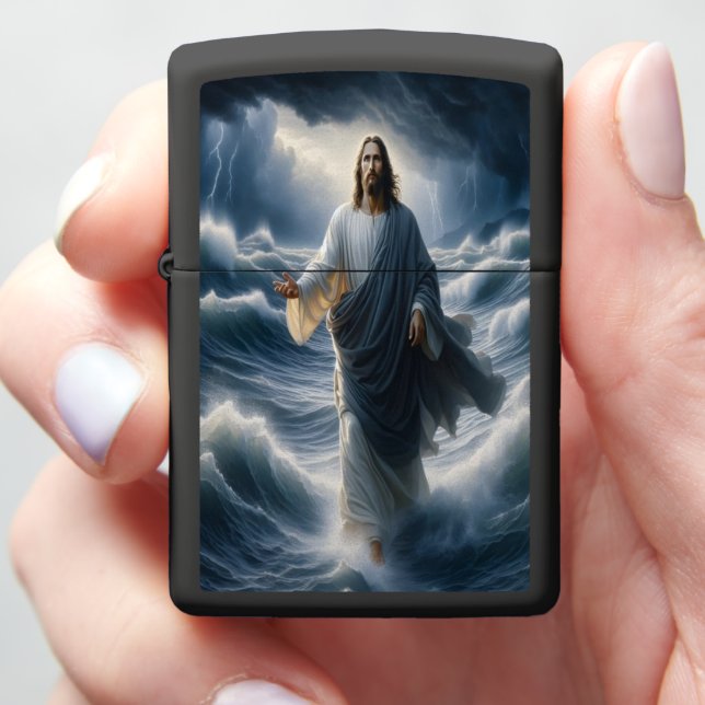 Jesus Walking on Water: Hope's Light Zippo Lighter (In Hand)
