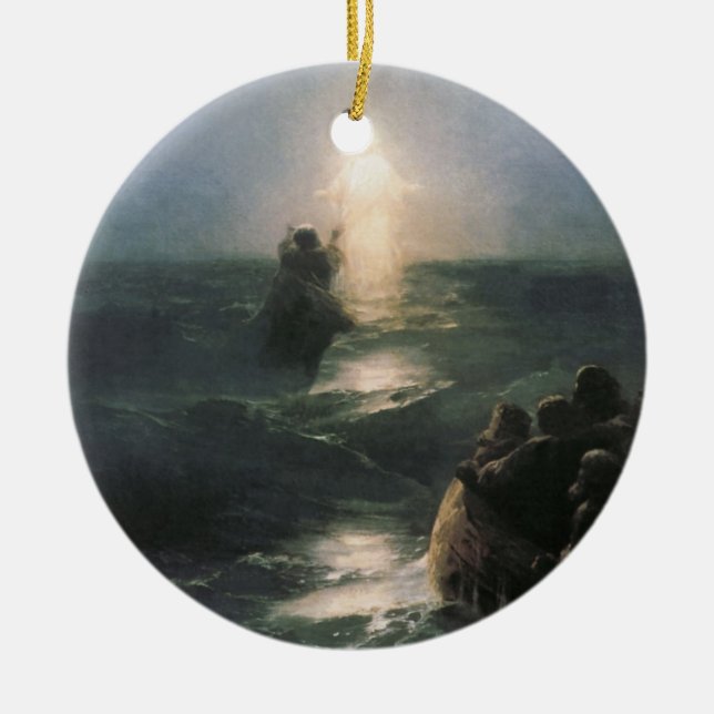 Jesus Walking on Water, Ivan Aivazovsky Painting Ceramic Ornament (Front)