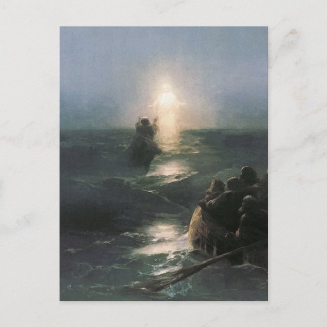 Jesus Walking on Water, Ivan Aivazovsky Painting Postcard (Front)